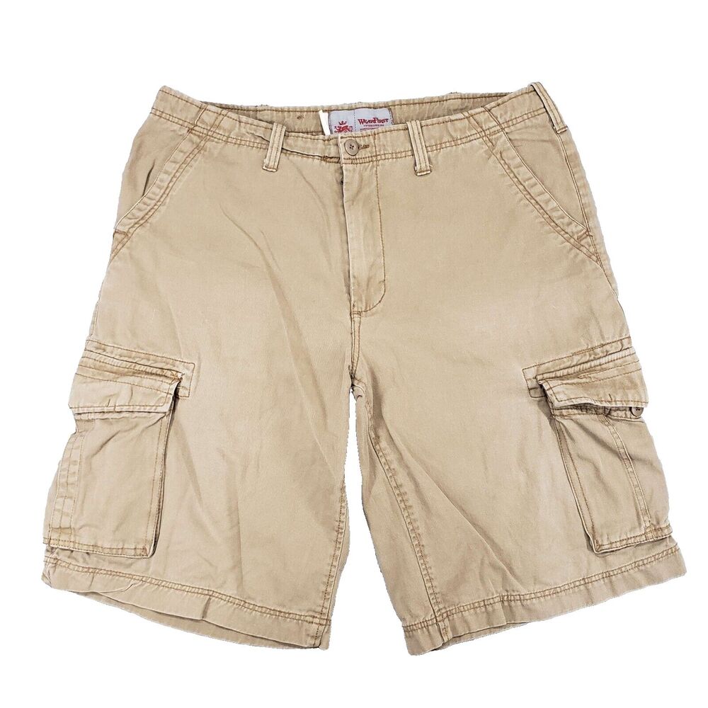 Wearfirst Cargo Shorts Mens 38 Khaki All-Cotton Flat-Front‎ Hiking Trail